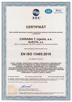 ISO certificate M 0521 22 Chirana SK